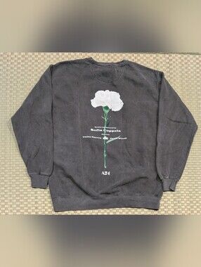 A24 Priscilla Embroidered Sweatshirt Dark Gray Size Large